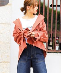 オーバーシルエット キャンディ袖ショートトレンチコート ライトアウター