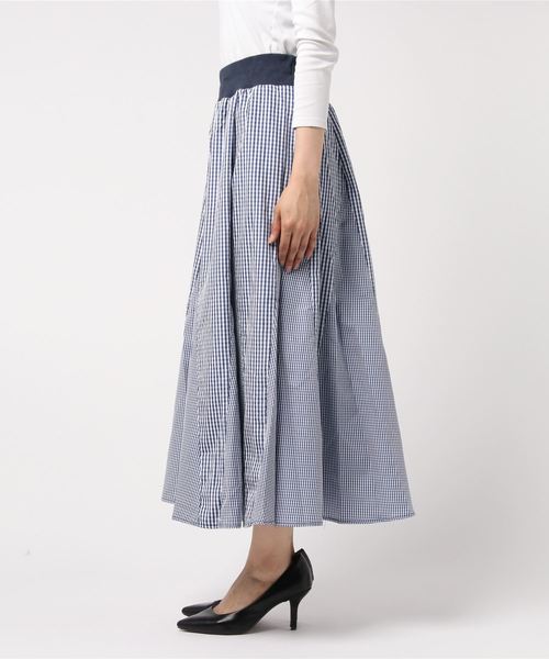 B.I.D.(ビーアイディー)の「BID / 16枚ハギ Ginham Check Flare Skirt(スカート・レディース・ブラック/ネイビー・FREE)」の3枚目の写真