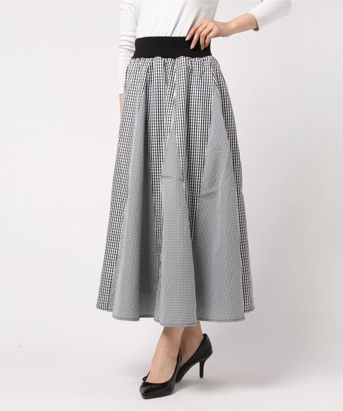 B.I.D.(ビーアイディー)の「BID / 16枚ハギ Ginham Check Flare Skirt(スカート・レディース・ブラック/ネイビー・FREE)」の5枚目の写真