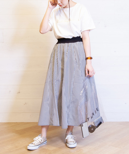 B.I.D.(ビーアイディー)の「BID / 16枚ハギ Ginham Check Flare Skirt(スカート・レディース・ブラック/ネイビー・FREE)」の7枚目の写真