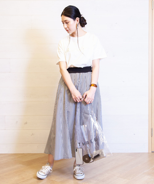 B.I.D.(ビーアイディー)の「BID / 16枚ハギ Ginham Check Flare Skirt(スカート・レディース・ブラック/ネイビー・FREE)」の8枚目の写真