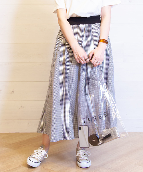 B.I.D.(ビーアイディー)の「BID / 16枚ハギ Ginham Check Flare Skirt(スカート・レディース・ブラック/ネイビー・FREE)」の9枚目の写真