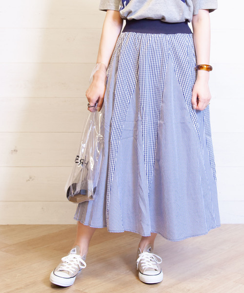 B.I.D.(ビーアイディー)の「BID / 16枚ハギ Ginham Check Flare Skirt(スカート・レディース・ブラック/ネイビー・FREE)」の12枚目の写真