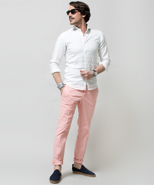 NANO universe(ナノユニバース)の「junhashimoto nano・universe/ イタリアーノピーチタッチチノ(チノパンツ・メンズ・ネイビー/イエロー/ピンク/ベージュ/ブルー/サックスブルー/ホワイト・LARGE/X-LARGE/MEDIUM/SMALL)」の9枚目の写真