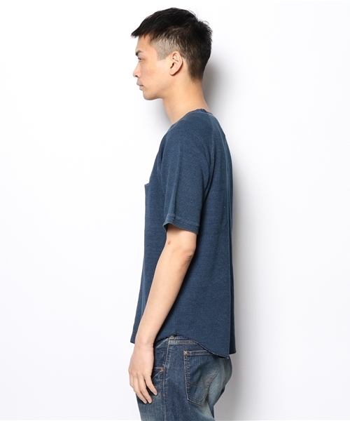 CIAOPANIC（チャオパニック）の「【Ciaopanic】　インディゴワッフルC/NTee（Tシャツ/カットソー・メンズ・ネイビー/ブルー・LARGE/MEDIUM）」の4枚目の写真