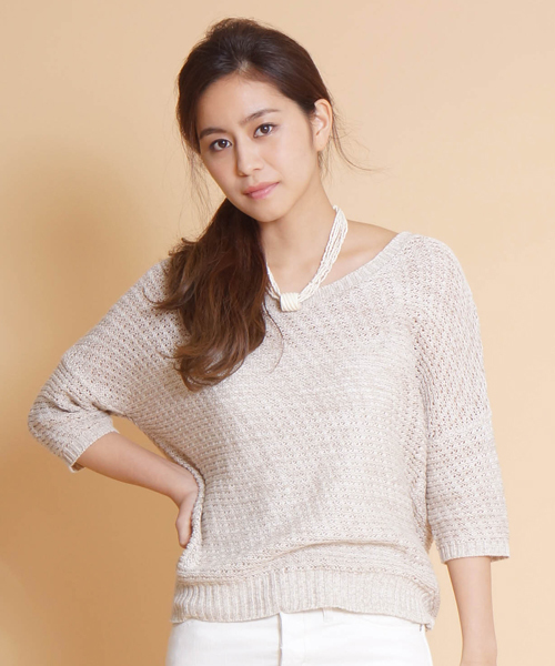 goa（ゴア）の「麻レーヨンドルマン7分袖Top`ｓ（ニット/セーター・レディース・アイボリー/モカ/ベージュ/A/B/グリーン・FREE）」の6枚目の写真