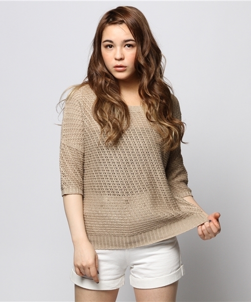 goa（ゴア）の「麻レーヨンドルマン7分袖Top`ｓ（ニット/セーター・レディース・アイボリー/モカ/ベージュ/A/B/グリーン・FREE）」の4枚目の写真