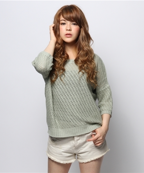 goa（ゴア）の「麻レーヨンドルマン7分袖Top`ｓ（ニット/セーター・レディース・アイボリー/モカ/ベージュ/A/B/グリーン・FREE）」の5枚目の写真