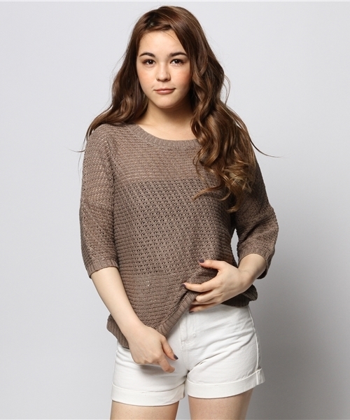 goa（ゴア）の「麻レーヨンドルマン7分袖Top`ｓ（ニット/セーター・レディース・アイボリー/モカ/ベージュ/A/B/グリーン・FREE）」の3枚目の写真