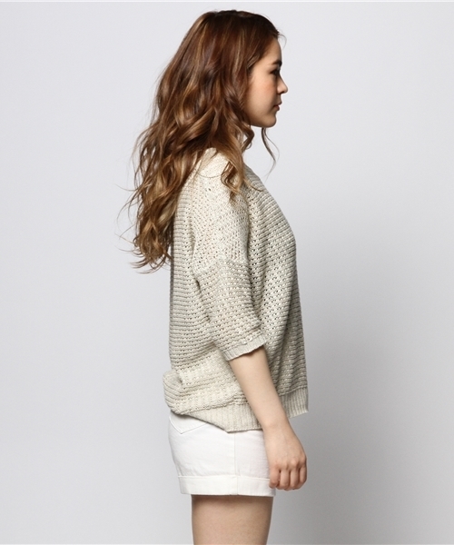 goa（ゴア）の「麻レーヨンドルマン7分袖Top`ｓ（ニット/セーター・レディース・アイボリー/モカ/ベージュ/A/B/グリーン・FREE）」の12枚目の写真