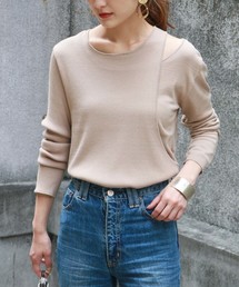 【HERCLOSET】アシメレイヤード肩スリットニット