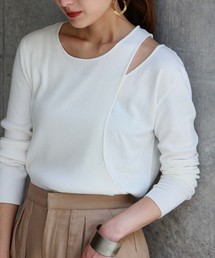 【HERCLOSET】アシメレイヤード肩スリットニット
