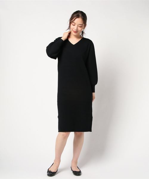 TRUDEA(トルディア)の「総針編み Vネックニットワンピース(ワンピース・レディース・ブラウン/グリーン/ブラック/アイボリー/グレー・MEDIUM/LARGE)」の20枚目の写真