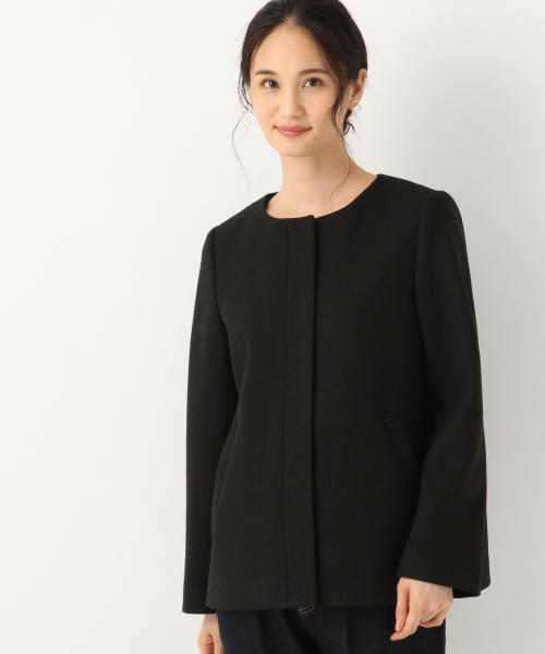 GLOBAL WORK（グローバルワーク）の「軽やかストレッチ2WAYショートコート/834468（その他アウター・レディース・ブラック/グレー/ブラウン/ベージュ・SMALL/MEDIUM/LARGE）」の8枚目の写真