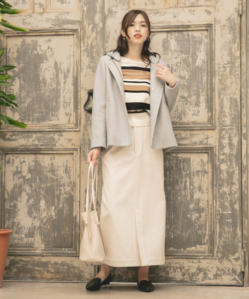 GLOBAL WORK（グローバルワーク）の「軽やかストレッチ2WAYショートコート/834468（その他アウター・レディース・ブラック/グレー/ブラウン/ベージュ・SMALL/MEDIUM/LARGE）」の21枚目の写真