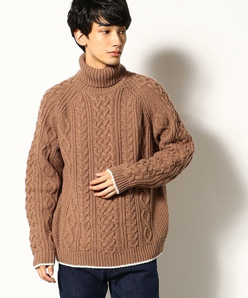 COMME CA COMMUNE(コムサコミューン)の「★雑誌掲載商品★ アラン タートルネック ニット(ニット/セーター・メンズ・アイボリー/キャメル/パープル・MEDIUM/LARGE)」の8枚目の写真