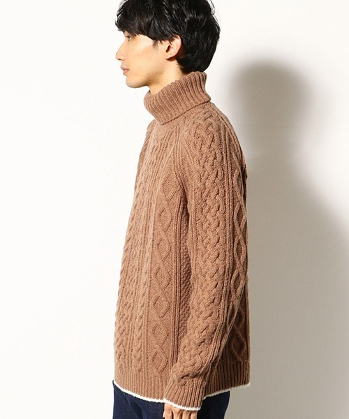 COMME CA COMMUNE(コムサコミューン)の「★雑誌掲載商品★ アラン タートルネック ニット(ニット/セーター・メンズ・アイボリー/キャメル/パープル・MEDIUM/LARGE)」の9枚目の写真