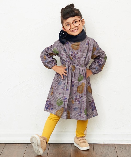Hakka Kids ハッカキッズ の ジュニアサイズ アソートフルーツチェックプリントフランネル長袖ワンピース ワンピース Wear