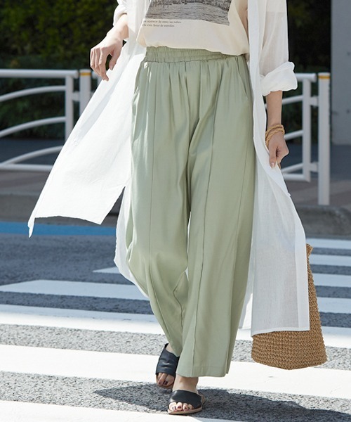 coca(coca)(コカ)の「ペールトーンセンターシームとろみパンツ(その他パンツ・レディース・ライトグリーン/ブルー/ベージュ/ブラック・ONE SIZE)」の3枚目の写真