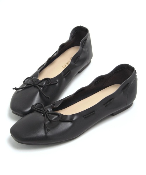 grandfleur（グランドフルール）の「スクエアトゥのリボンバレエシューズ/フラットシューズ（パンプス・レディース・アイボリー/ブラウン/キャメル/ブラック・23.0cm/23.5cm/24.0cm/24.5cm/22.5cm/25.0cm/25.5cm/26.0cm/26.5cm/22.0cm）」の6枚目の写真