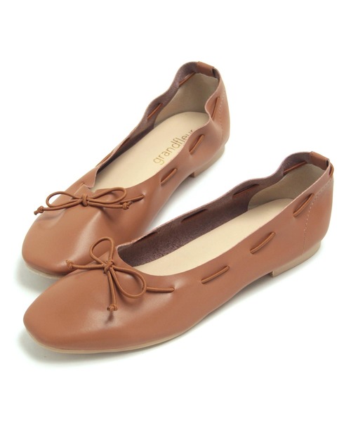 grandfleur（グランドフルール）の「スクエアトゥのリボンバレエシューズ/フラットシューズ（パンプス・レディース・アイボリー/ブラウン/キャメル/ブラック・23.0cm/23.5cm/24.0cm/24.5cm/22.5cm/25.0cm/25.5cm/26.0cm/26.5cm/22.0cm）」の8枚目の写真