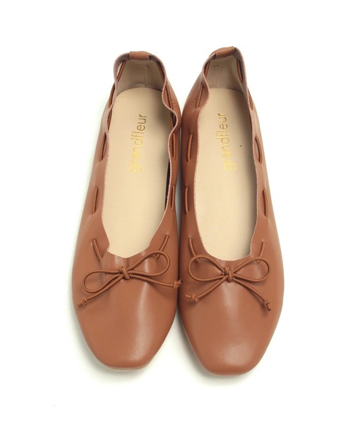 grandfleur（グランドフルール）の「スクエアトゥのリボンバレエシューズ/フラットシューズ（パンプス・レディース・アイボリー/ブラウン/キャメル/ブラック・23.0cm/23.5cm/24.0cm/24.5cm/22.5cm/25.0cm/25.5cm/26.0cm/26.5cm/22.0cm）」の15枚目の写真