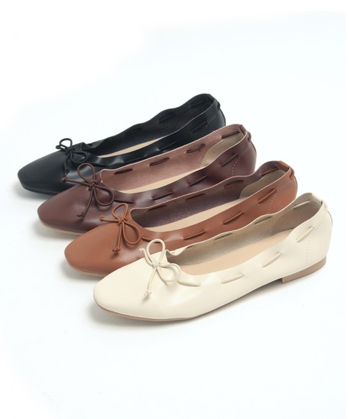 grandfleur（グランドフルール）の「スクエアトゥのリボンバレエシューズ/フラットシューズ（パンプス・レディース・アイボリー/ブラウン/キャメル/ブラック・23.0cm/23.5cm/24.0cm/24.5cm/22.5cm/25.0cm/25.5cm/26.0cm/26.5cm/22.0cm）」の18枚目の写真