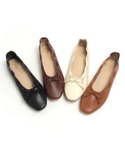 grandfleur（グランドフルール）の「スクエアトゥのリボンバレエシューズ/フラットシューズ（パンプス・レディース・アイボリー/ブラウン/キャメル/ブラック・23.0cm/23.5cm/24.0cm/24.5cm/22.5cm/25.0cm/25.5cm/26.0cm/26.5cm/22.0cm）」の19枚目の写真