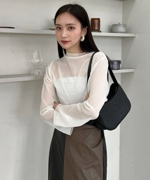 ハイネック シースルーブラウス
