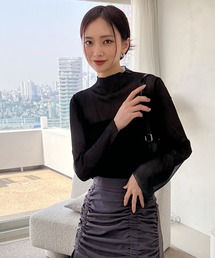 ハイネック シースルーブラウス