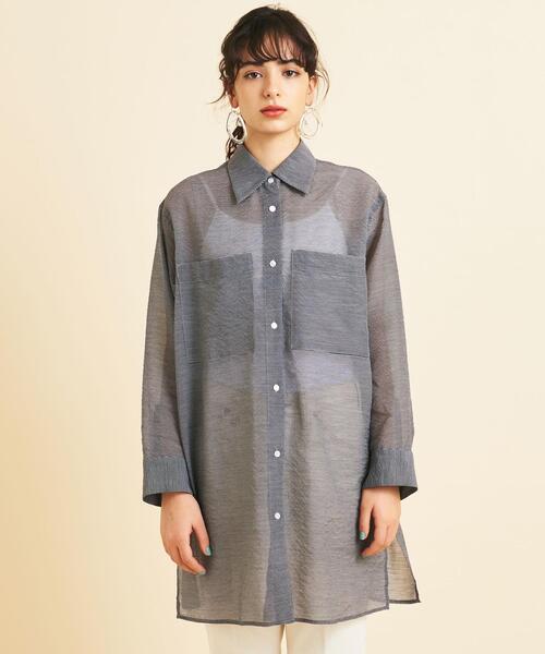 BEAUTY&YOUTH UNITED ARROWS（ビューティーアンドユースユナイテッドアローズ）の「BY∴ シアーギンガムチェック ポケットワイドシャツ -ウォッシャブル- ◆（シャツ/ブラウス・レディース・その他1・MEDIUM/SMALL）」の6枚目の写真