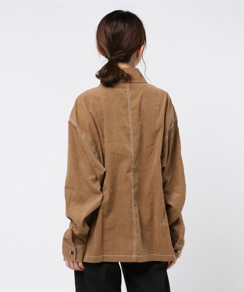 THISIS(ディスイズ)の「オーバーステッチングシャツ(シャツ/ブラウス・レディース・ブラック/ベージュ/モカ/グリーン・MEDIUM/LARGE/X-LARGE)」の6枚目の写真