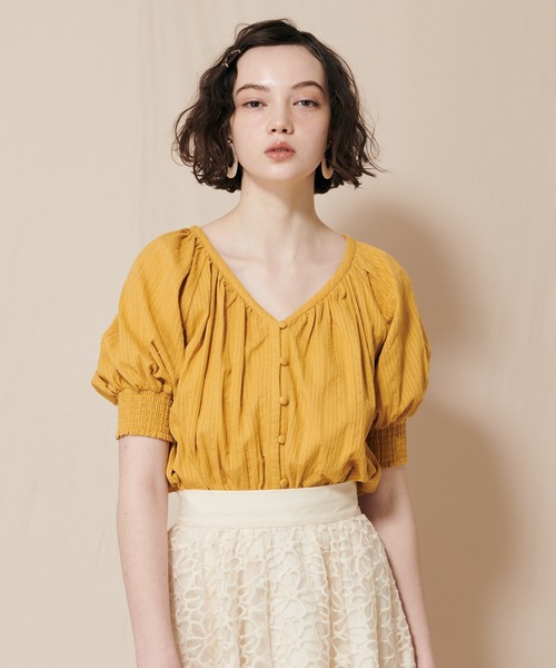 訳あり商品 セール パワショルマエボタンブラウス シャツ シャツ ブラウス ブラウス トップス Supreme La La シュープリームララ のファッション正規品超歓迎直輸入