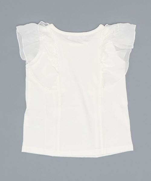 Catherine Cottage（キャサリンコテージ）の「ショルダーフリルリボントップス（Tシャツ/カットソー・キッズ・ミント/ベビーピンク/グレー/ホワイト/ブラック/ネイビー・150/110/120/130/140）」の7枚目の写真