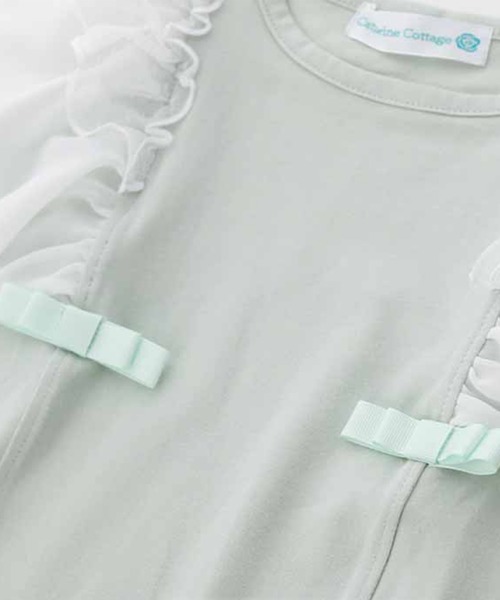 Catherine Cottage（キャサリンコテージ）の「ショルダーフリルリボントップス（Tシャツ/カットソー・キッズ・ミント/ベビーピンク/グレー/ホワイト/ブラック/ネイビー・150/110/120/130/140）」の10枚目の写真