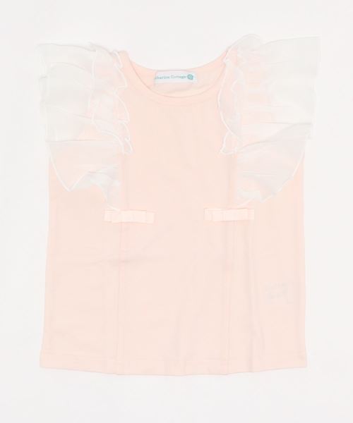 Catherine Cottage（キャサリンコテージ）の「ショルダーフリルリボントップス（Tシャツ/カットソー・キッズ・ミント/ベビーピンク/グレー/ホワイト/ブラック/ネイビー・150/110/120/130/140）」の11枚目の写真
