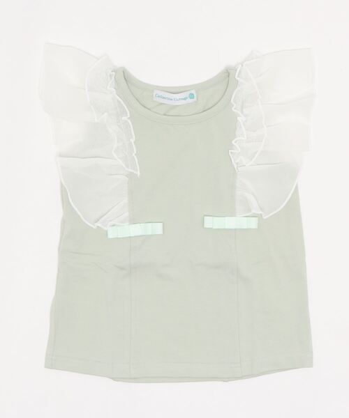 Catherine Cottage（キャサリンコテージ）の「ショルダーフリルリボントップス（Tシャツ/カットソー・キッズ・ミント/ベビーピンク/グレー/ホワイト/ブラック/ネイビー・150/110/120/130/140）」の13枚目の写真