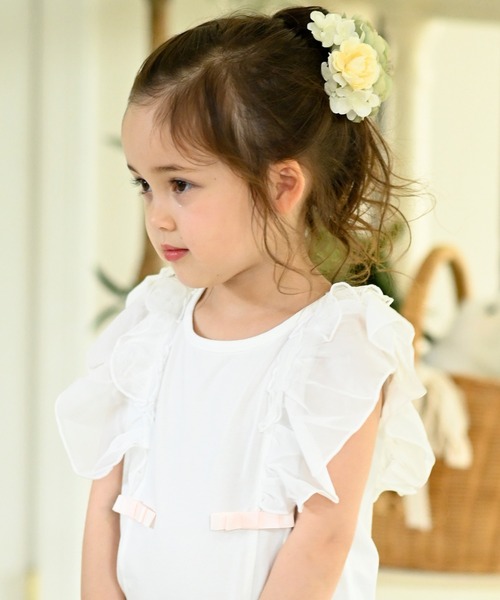 Catherine Cottage（キャサリンコテージ）の「ショルダーフリルリボントップス（Tシャツ/カットソー・キッズ・ミント/ベビーピンク/グレー/ホワイト/ブラック/ネイビー・150/110/120/130/140）」の16枚目の写真