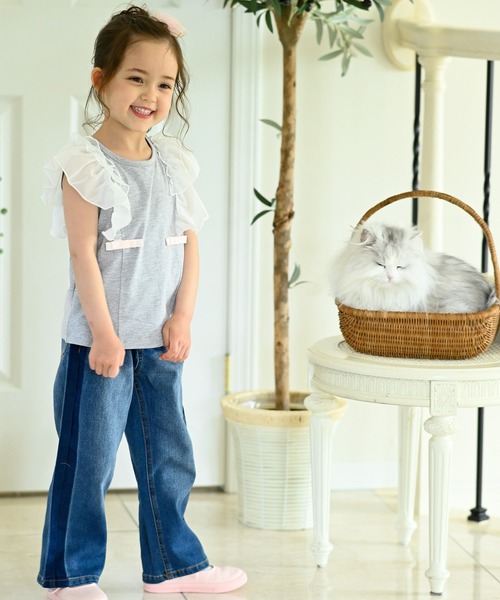 Catherine Cottage（キャサリンコテージ）の「ショルダーフリルリボントップス（Tシャツ/カットソー・キッズ・ミント/ベビーピンク/グレー/ホワイト/ブラック/ネイビー・150/110/120/130/140）」の17枚目の写真