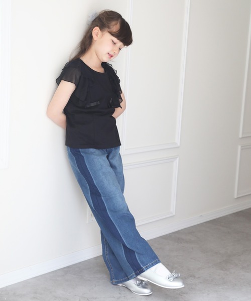 Catherine Cottage（キャサリンコテージ）の「ショルダーフリルリボントップス（Tシャツ/カットソー・キッズ・ミント/ベビーピンク/グレー/ホワイト/ブラック/ネイビー・150/110/120/130/140）」の19枚目の写真