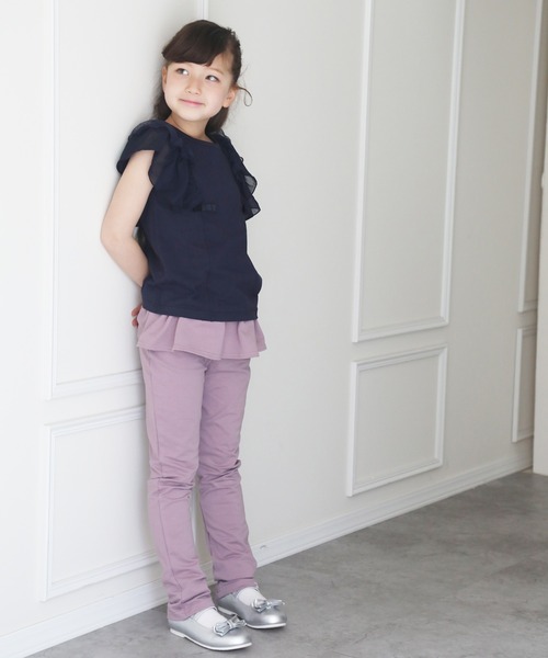 Catherine Cottage（キャサリンコテージ）の「ショルダーフリルリボントップス（Tシャツ/カットソー・キッズ・ミント/ベビーピンク/グレー/ホワイト/ブラック/ネイビー・150/110/120/130/140）」の20枚目の写真