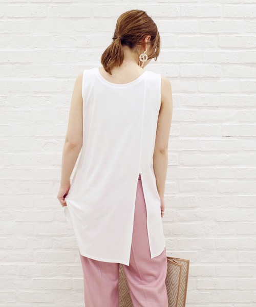 DouDou（ドゥドゥ）の「前後2WAYロングタンク（タンクトップ・レディース・ライトグレー/オフホワイト/グレイッシュベージュ・FREE）」の2枚目の写真