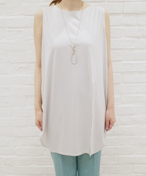 DouDou（ドゥドゥ）の「前後2WAYロングタンク（タンクトップ・レディース・ライトグレー/オフホワイト/グレイッシュベージュ・FREE）」の14枚目の写真