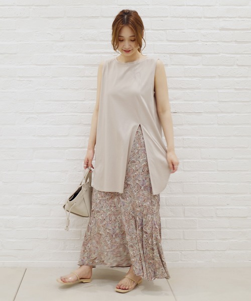 DouDou（ドゥドゥ）の「前後2WAYロングタンク（タンクトップ・レディース・ライトグレー/オフホワイト/グレイッシュベージュ・FREE）」の22枚目の写真