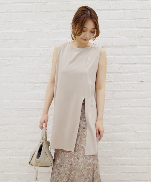 DouDou（ドゥドゥ）の「前後2WAYロングタンク（タンクトップ・レディース・ライトグレー/オフホワイト/グレイッシュベージュ・FREE）」の20枚目の写真