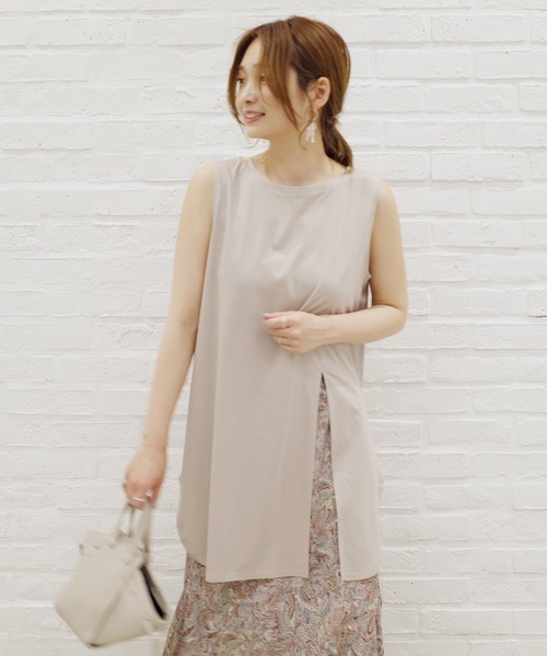 DouDou（ドゥドゥ）の「前後2WAYロングタンク（タンクトップ・レディース・ライトグレー/オフホワイト/グレイッシュベージュ・FREE）」の19枚目の写真