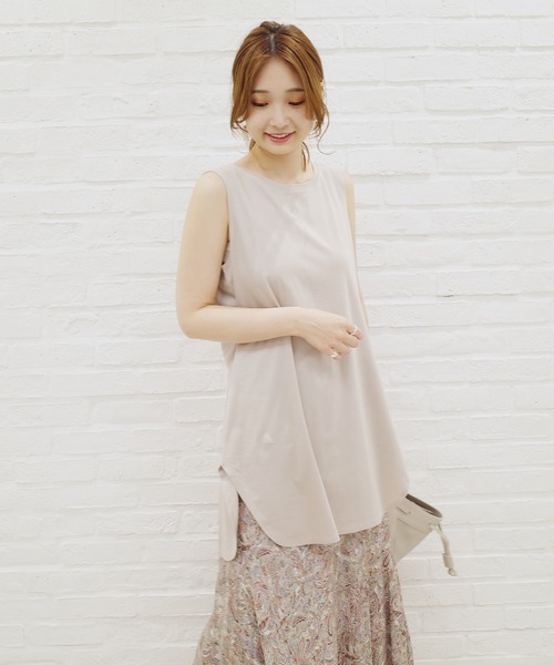 DouDou（ドゥドゥ）の「前後2WAYロングタンク（タンクトップ・レディース・ライトグレー/オフホワイト/グレイッシュベージュ・FREE）」の17枚目の写真