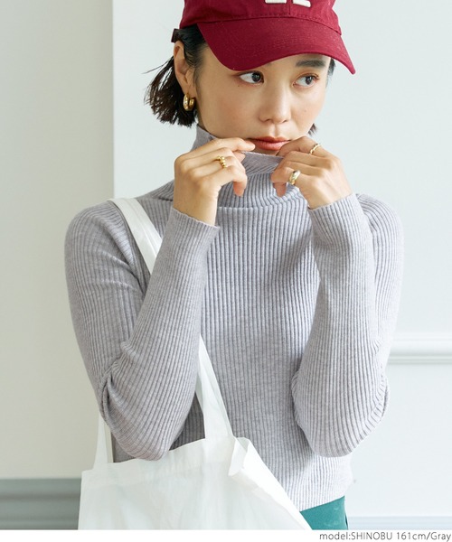 coca(coca)(コカ)の「【WEB限定セール】\\新色登場//軽量タートルネックリブニット(ニット/セーター・レディース・ブラック/ベージュ/グレー/アイボリー/ネイビー/レッド/ピンク/グレイッシュベージュ/グリーン・ONE SIZE/L/M/S)」の13枚目の写真