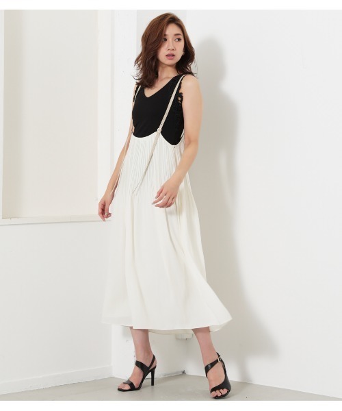 Fレザ―サスペンダープリーツスカート（スカート）｜rienda（リエンダ  