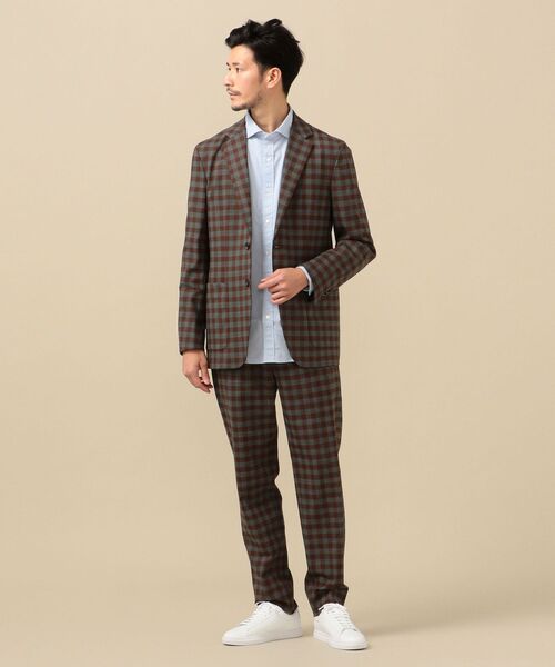 SHIPS シップス ジャケット ベスト付 ブラウン チェック 48 M~L相当 SHIPS シップス ジャケット ベスト付 ブラウン チェック 48 M~L
